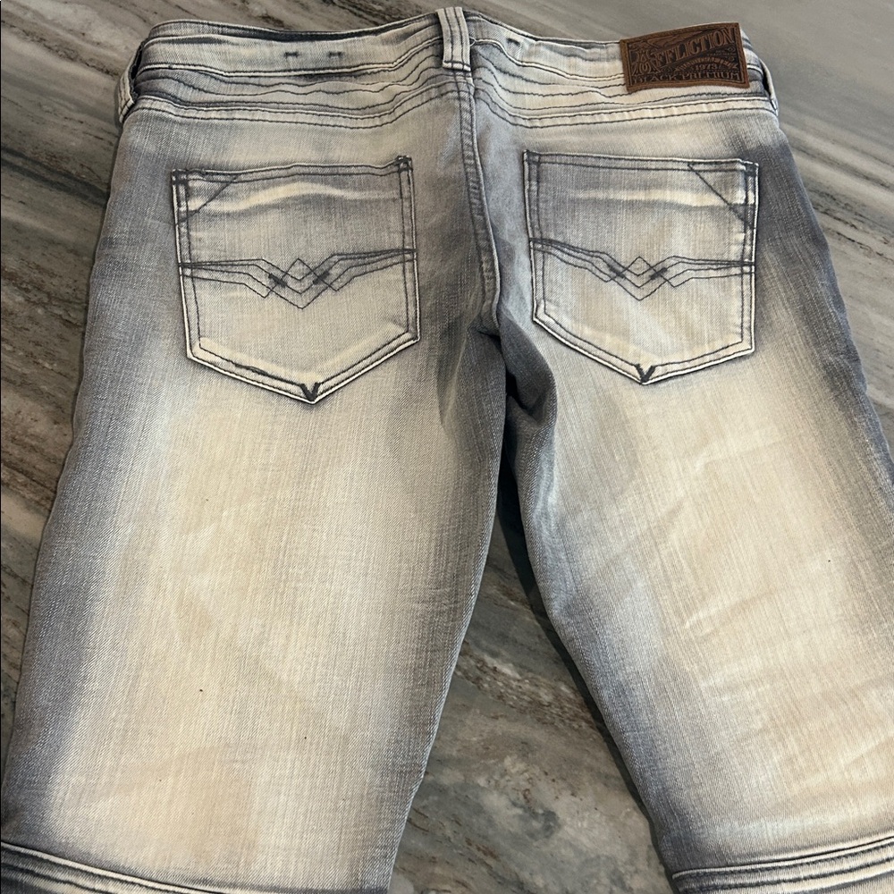 Women's Gray white Affliction jeans sz 30 skinny slimming NWOT moto zipper ankle - Picture 7 of 8